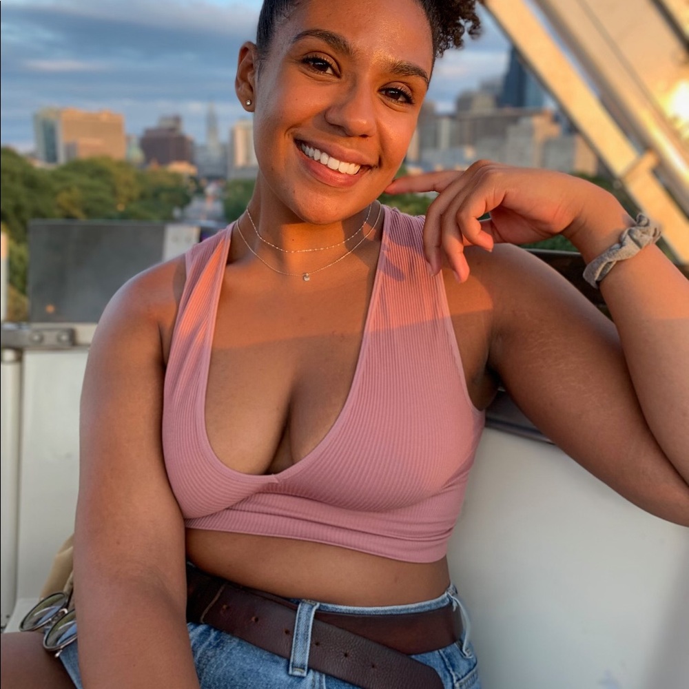 Pink Urban Outfitters Deep V Crop Top